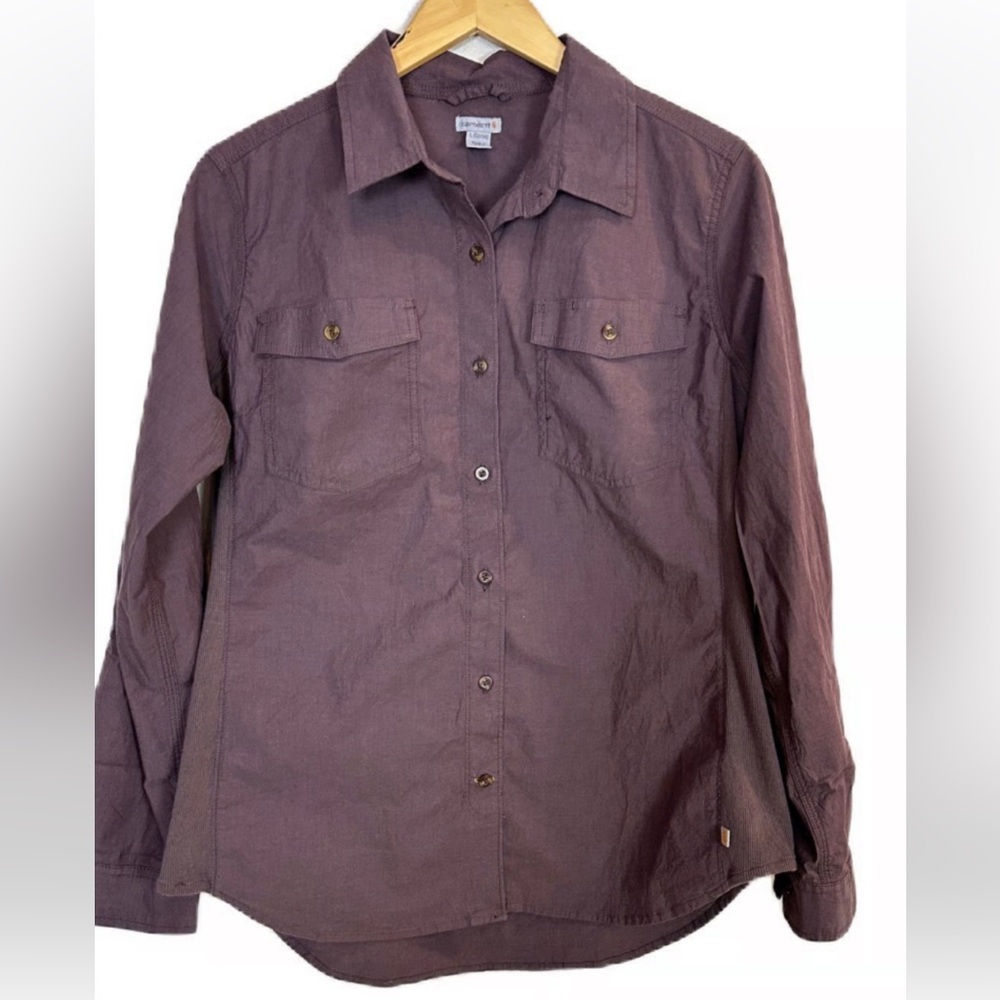 Carhartt women’s size L (12-14) muted plum relaxed fit button down shirt